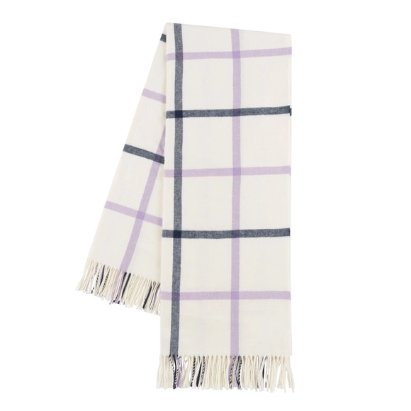 Lands Downunder Tattersall Plaid Throw in lilac and navy - Picture 1 of 9